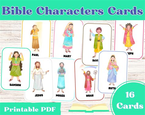 Bible Characters, Kids Bible Cards, Bible Flash Cards, Kids Bible Study ...