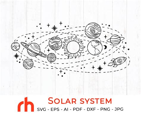 Solar system svg Solar system silhouette Solar system with | Etsy