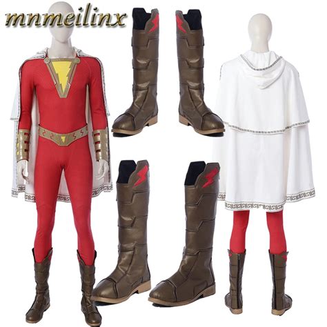 2019 Popular Movie Shazam Cosplay Costume Captain Marvel Shazam Halloween Costume Custom Made ...