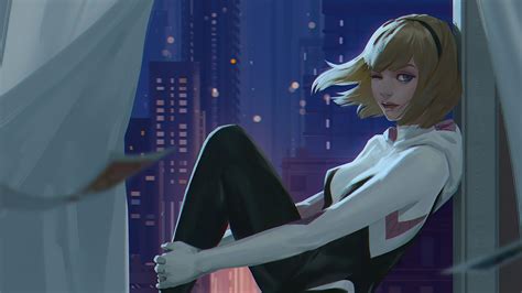 Spider Gwen Sitting On Window Wallpaper,HD Superheroes Wallpapers,4k Wallpapers,Images ...