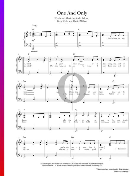 One And Only (Adele) Piano Sheet Music - OKTAV