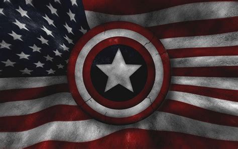 Download Flag And Captain America Shield Wallpaper | Wallpapers.com