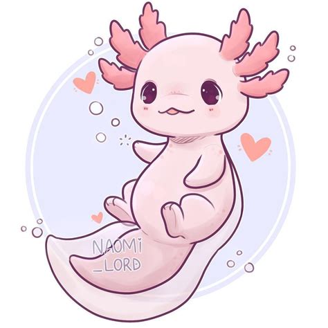 Easy Cartoon Axolotl Drawing Cute Cartoon Axolotl Cute Cute Drawings ...