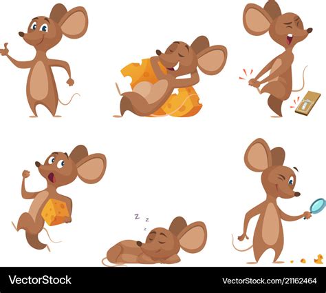 Various characters of mice in action poses Vector Image