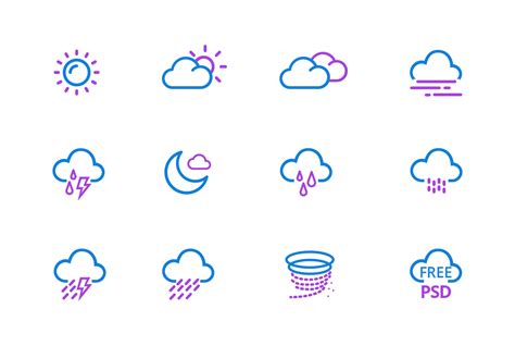 Free Weather App Icons (PSD)