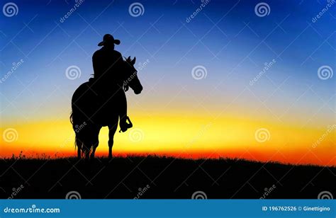 Sunset Cowboy On Horse Silhouette - bmp-extra