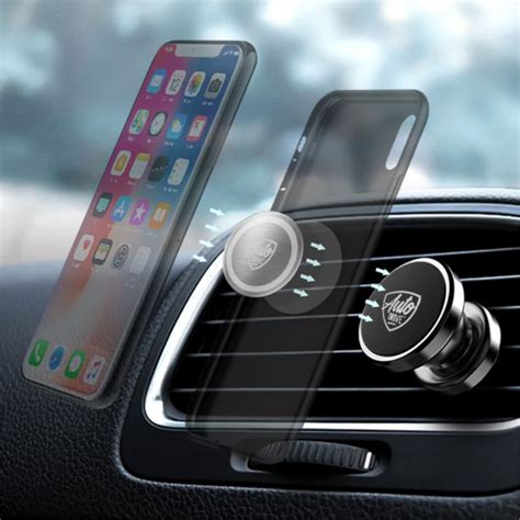 Auto Drive Magnetic Air Vent Phone Holder with Four Strong Built-in Magnets and Single-hand ...