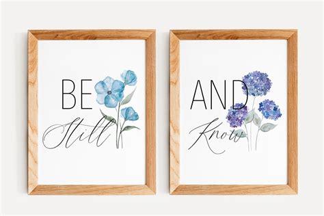 Be Still and Know Wall Art, Digital Files, Set of 2 Prints in Various Sizes, Scripture Quote ...