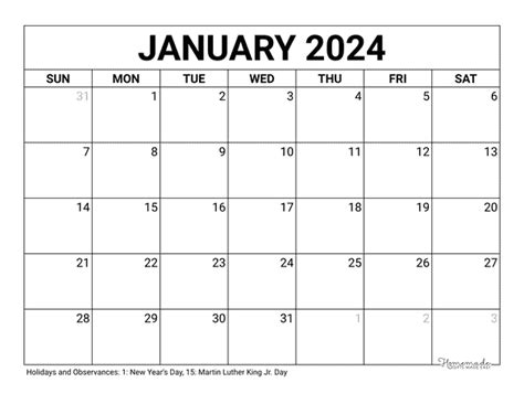 2024 Blank Calendar January 10 - Blank 2024 Calendar