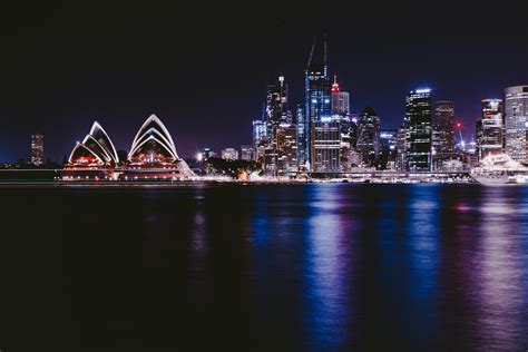 wallpaper night city, city lights, architecture, sydney, australia HD : Widescreen : High ...