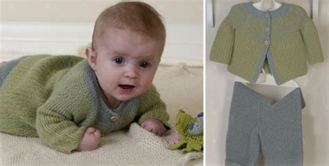 Alpaca Knitted Baby Set Of Jacket and Pants [FREE Knitting Pattern]