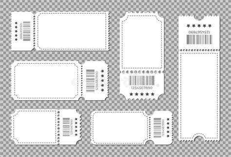 Set Blank Ticket Template. Color White. Concert Tickets, Lottery ...