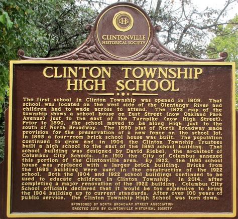 Clinton Township High School / East North Broadway Historic District Historical Marker