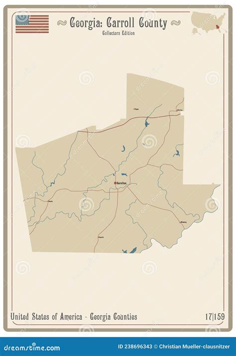 Map of Carroll County in Georgia Stock Vector - Illustration of ...