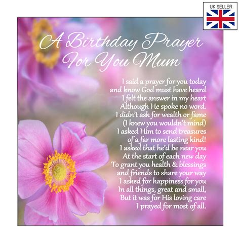 Personalised Christian Birthday Card Birthday Prayer Christian Birthday Card for Mum - Etsy