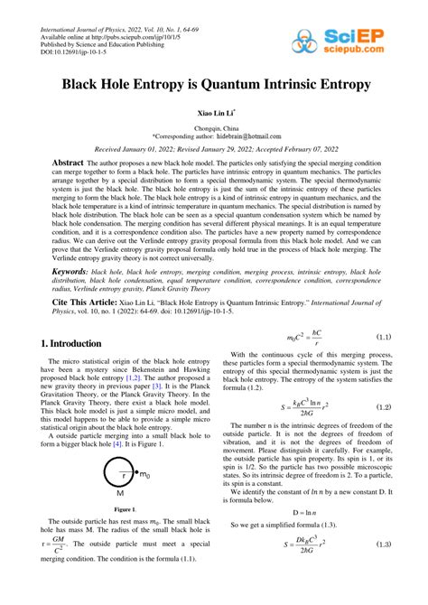 (PDF) Black Hole Entropy is Quantum Intrinsic Entropy