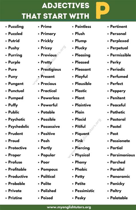 Adjectives that Start with P: List of 100+ Useful Adjectives Starting with P – My English Tutors