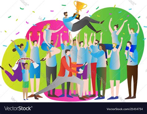 Victory crowd team win celebration and party Vector Image