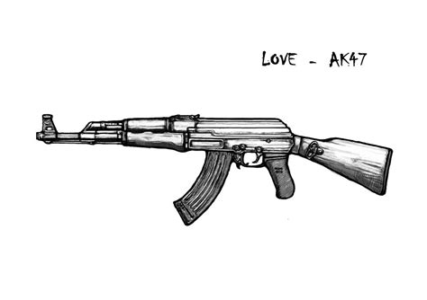 Ak - 47 Gun Drawin Art Poster Painting by Kim Wang