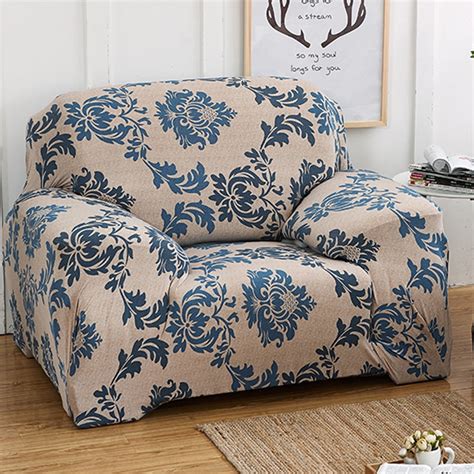 Stretch Fabric One Seater, TKOOFN Elastic Sofa Cover Couch Furniture Slipcovers Protector Blue ...