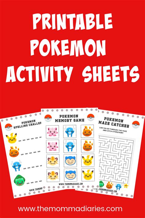 Free Printable Pokemon Activity Sheets - The Momma Diaries