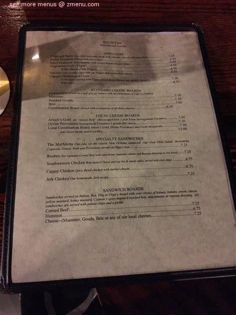 Menu at Wild Colonial Tavern pub & bar, Providence