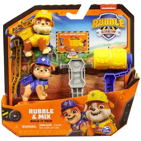 Paw Patrol Rubble Crew Mini Figure Construction Family 7-Piece Gift Pack Wheeler, Mix, Charger ...