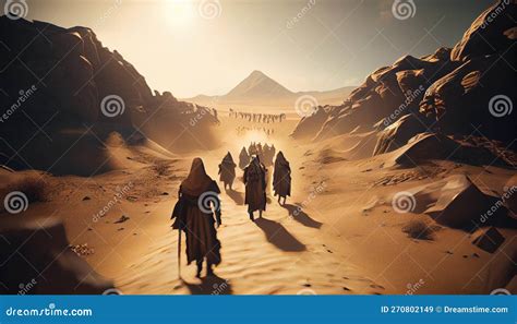 Exodus, Moses Crossing the Desert with the Israelites, Escape from the Egyptians Stock ...