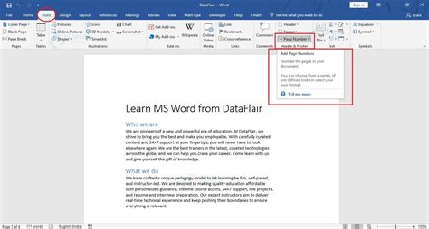 How to add Page Numbers in Word? - DataFlair