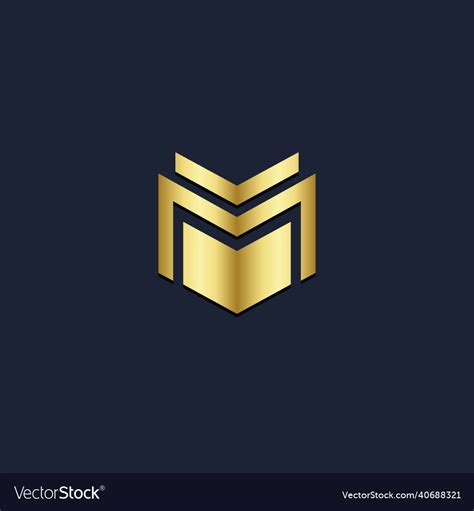 M initial gold logo Royalty Free Vector Image - VectorStock