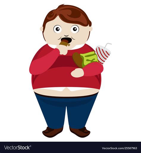 Fat kid eating a chocolate bar Royalty Free Vector Image