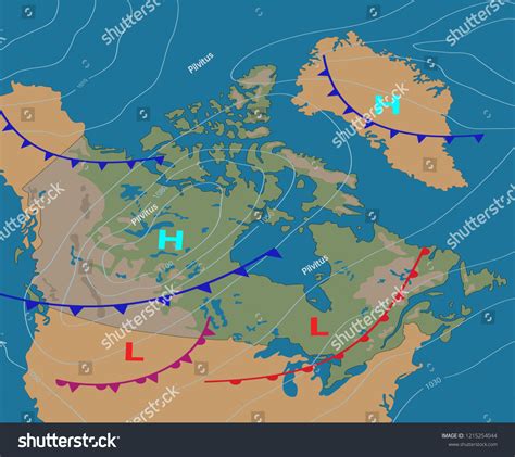 Weather Map Canada Realistic Synoptic Map Stock Vector (Royalty Free) 1215254044 | Shutterstock