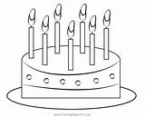 Birthday Cake With Candles Coloring Page For Kids  Free sketch template