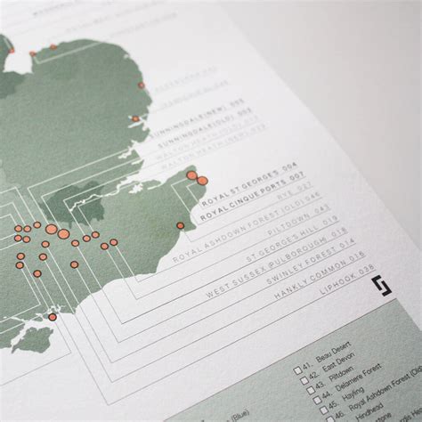 England Golf Map And Checklist Top 50 Courses Green By Replay Prints | notonthehighstreet.com