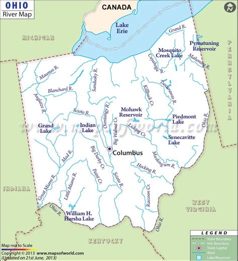 Ohio Rivers Map | Rivers in Ohio