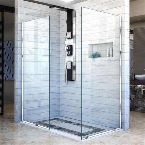 DreamLine Linea 34 in. x 34 in. x 72 in. Semi-Frameless Corner Fixed ...