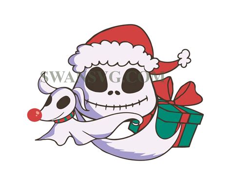 Jack Zero Christmas Svg Png, Layered Jack And Zero Svg, Jack Santa Hat ...