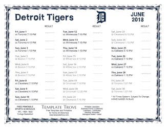 Printable 2018 Detroit Tigers Schedule