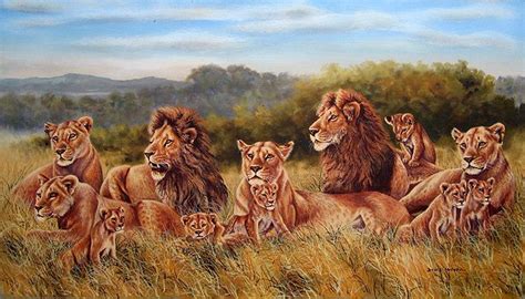 Lion Pride by artist David Michuki | Largest lion, Lion pride, Big cats