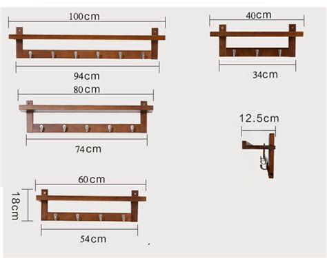 Solid wood coat hanger with shelf wall-mounted organizer hs007 ...