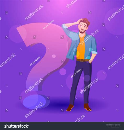 Illustration Cartoon Businessman Thinking Question Mark Stock Vector ...