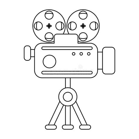 Professional Movie Camera Black and White Stock Vector - Illustration ...