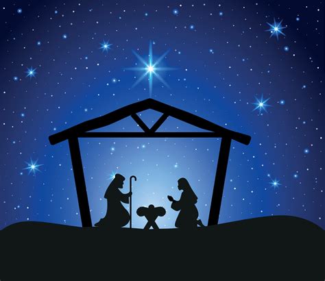 Christmas nativity scene with baby Jesus, Mary and Joseph in the manger.Traditional christian ...