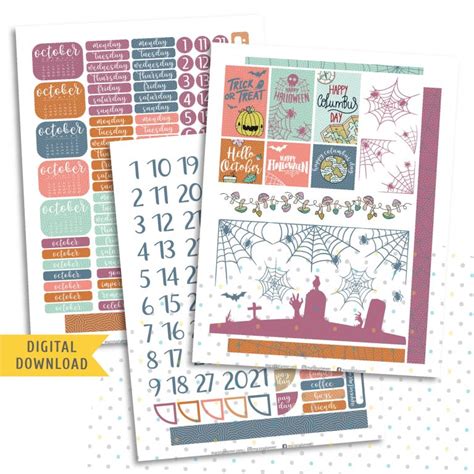 October Sticker Kit. Printable Planner Stickers. - MY COZY PLANNER