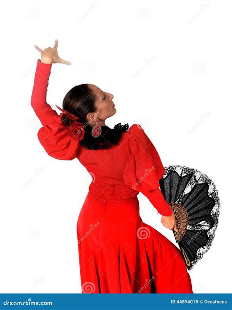 Dance. Spanish Girl With Fan Dancing Flamenco Stock Image ...