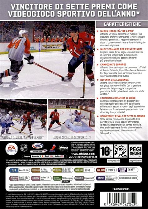 NHL 09 (2008) Windows box cover art - MobyGames