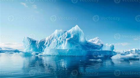 Stunning iceberg formation in Arctic sea isolated on a blue gradient ...