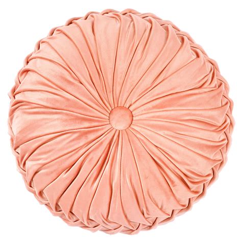 Holan Velvet Round Throw Pillow, 16" Coral | At Home