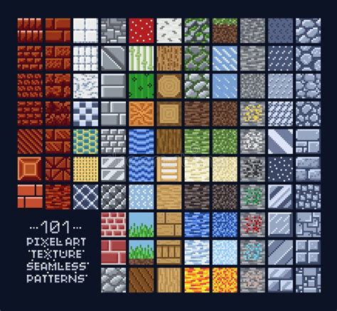 Pixel Art Style Set of Different 16x16 Texture Pattern Sprites - Stone ...