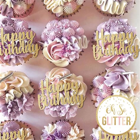 Happy Birthday - Cupcake toppers - no sticks | Oh So Glitter